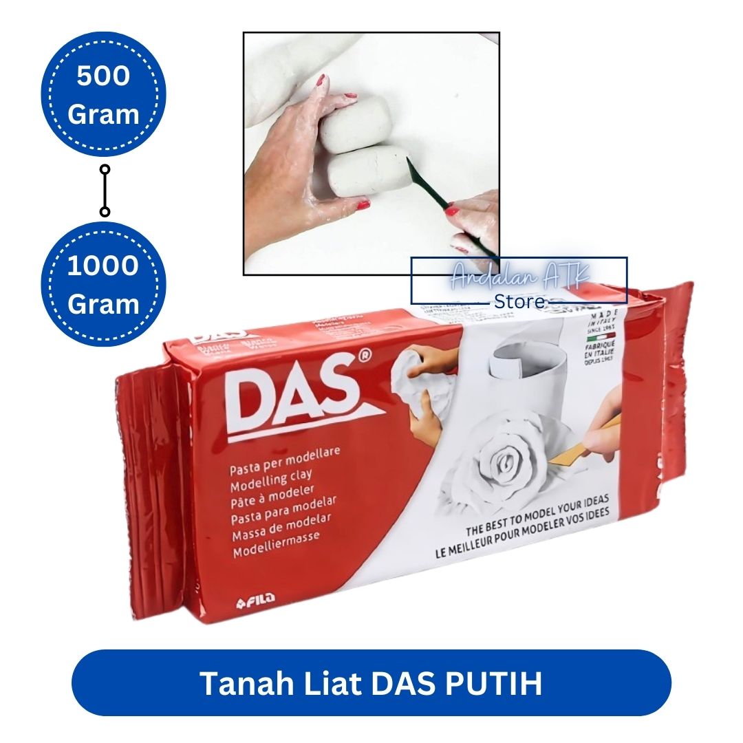 Tanah Liat Prakarya DAS Modelling Clay Warna Putih [500 & 1000gr] / DAS Cla...